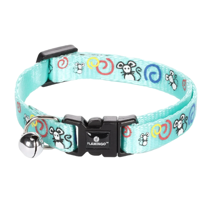 Halsband KATTEN figuurtjes met bel (meerdere kleuren) 20-35cm