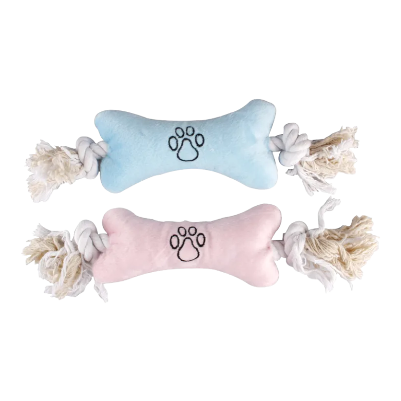 Toy Puppy Wessel Bone Rope with 2 knots (Multiple colors)