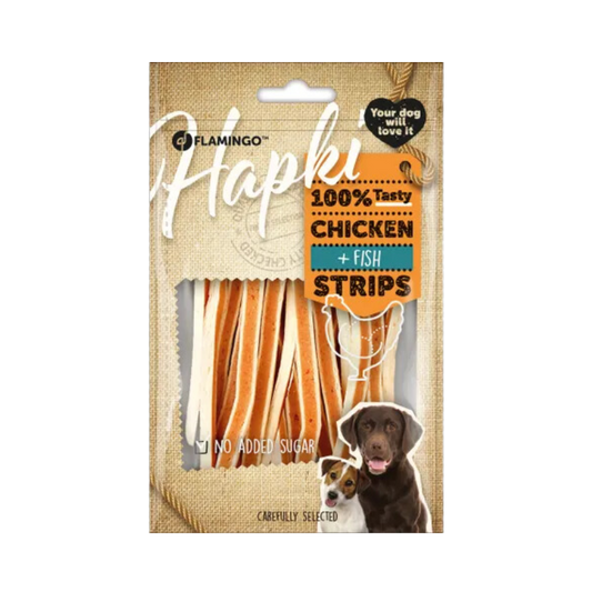 Snack Hapki Strips met kip & Vis (85gr) - Nora-Lou
