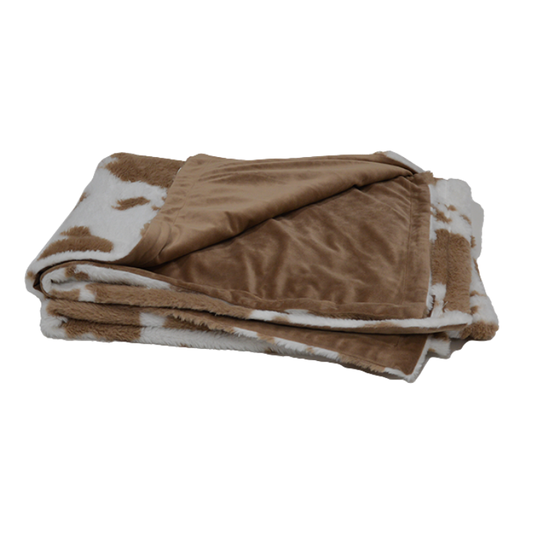 AB Classic Cow Plush deken wit-bruin