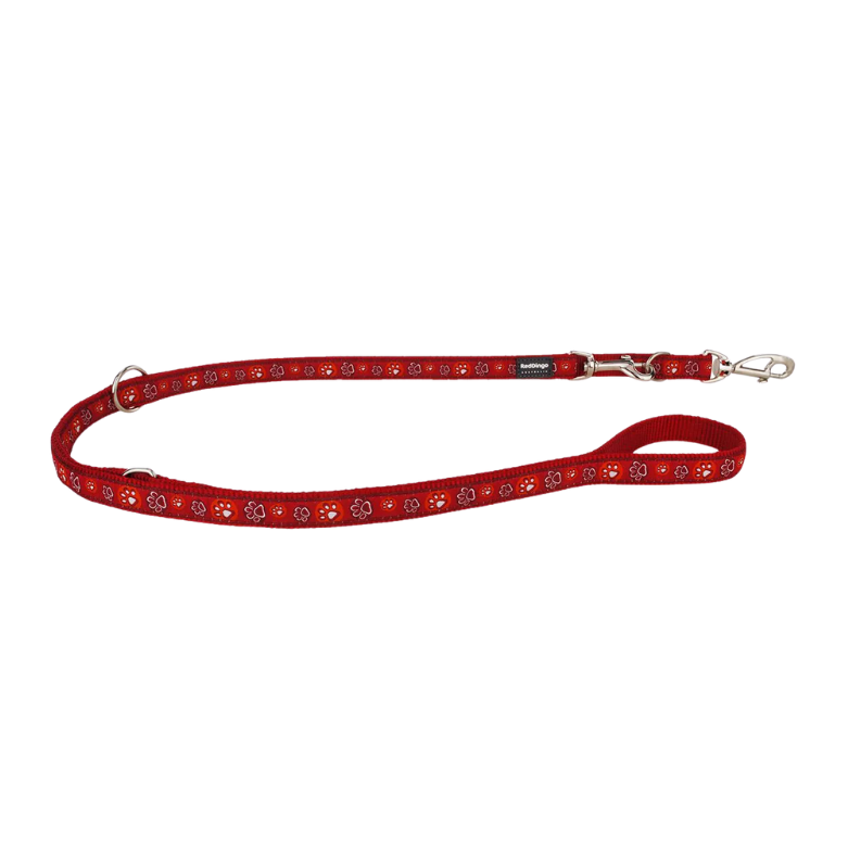 Multifunctionele hondenriem – Paw Impressions Rood