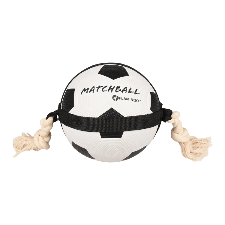 Speelgoed Matchball Voetbal met touw Wit & Zwart