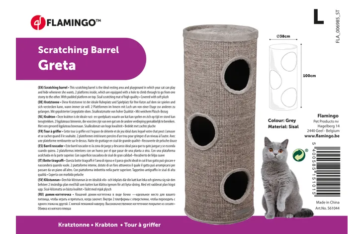 Flamingo Krabton Greta Grijs & Naturel & Lichtbruin - Groot