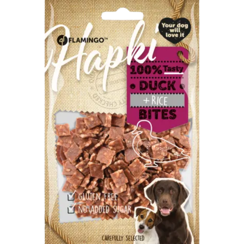 Snack Hapki stukjes met eend en rijst (85gr) - Nora-Lou