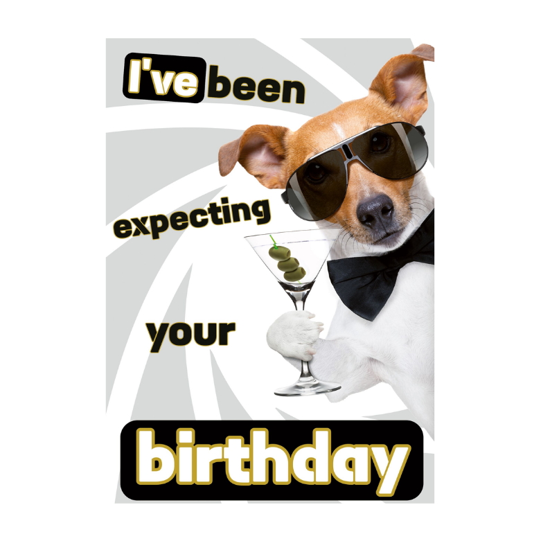 Wenskaart A5 - Hond Expecting your b-day - Nora-Lou
