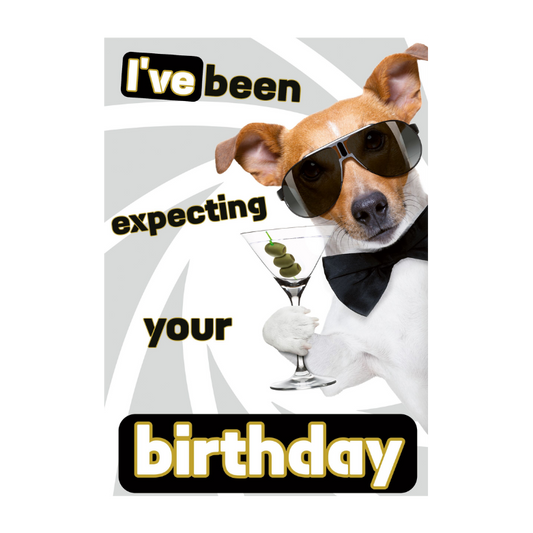 Wenskaart A5 - Hond Expecting your b-day - Nora-Lou