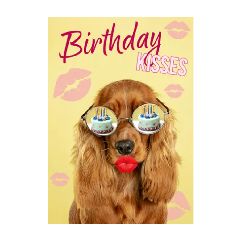 Wenskaart A5 - Hond Birthday Kisses - Nora-Lou