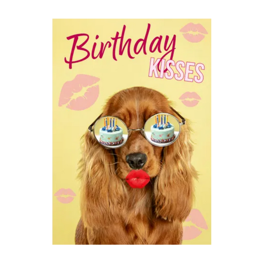 Wenskaart A5 - Hond Birthday Kisses - Nora-Lou