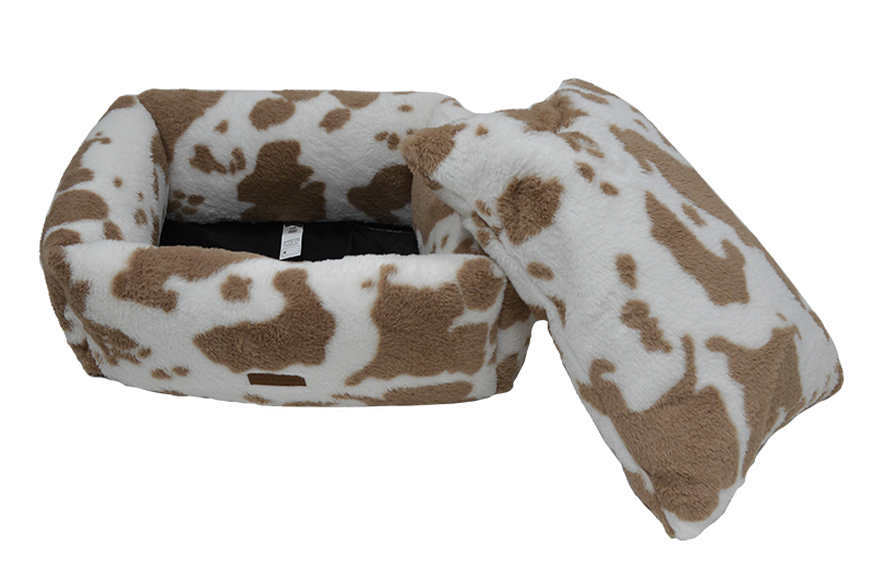 AB Classic Cow Plush Sofa wit-bruin