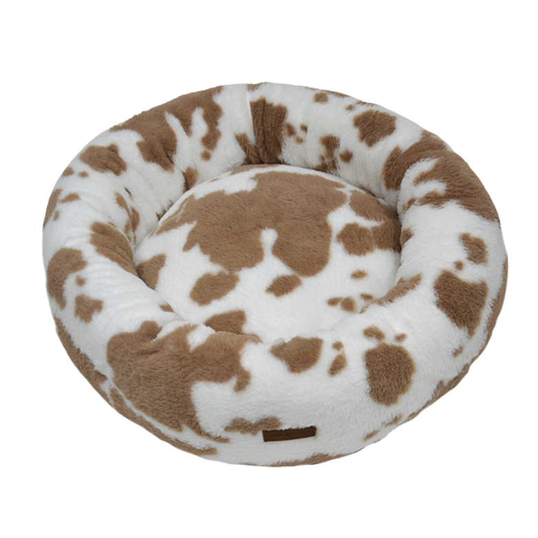 AB Classic Cow Plush ronde mand wit-bruin Ø60cm x 17cm