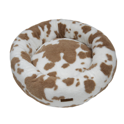 AB Classic Cow Plush ronde mand wit-bruin Ø60cm x 17cm