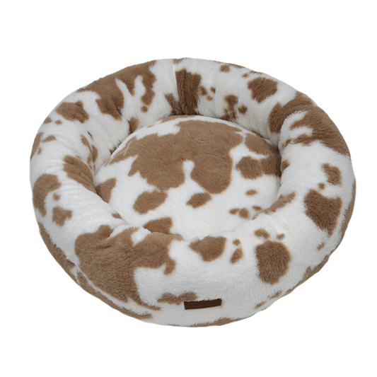 AB Classic Cow Plush ronde mand wit-bruin Ø60cm x 17cm