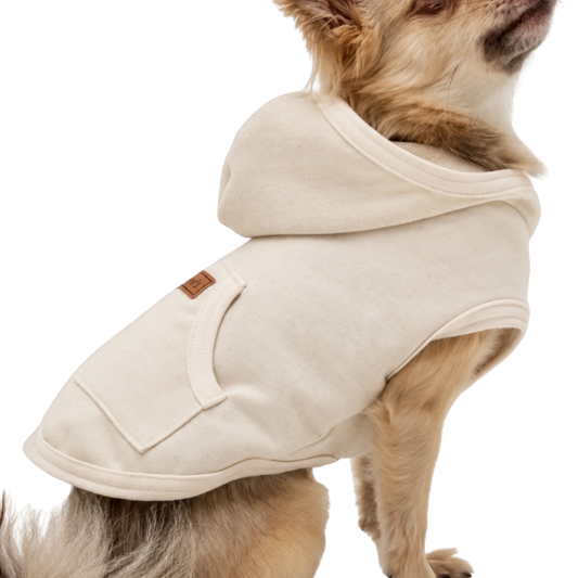 Hundepullover mit Kapuze – Ecru