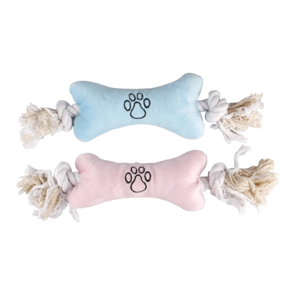 Toy Puppy Wessel Bone Rope with 2 knots (Multiple colors)