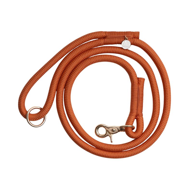 Furlou gevlochten hondenriem - TERRACOTA - Nora-Lou