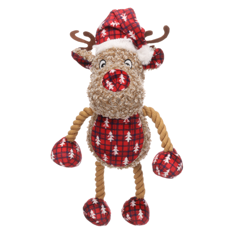 Kerst Speelgoed lange poten Krola Rendier & Touw Bruin