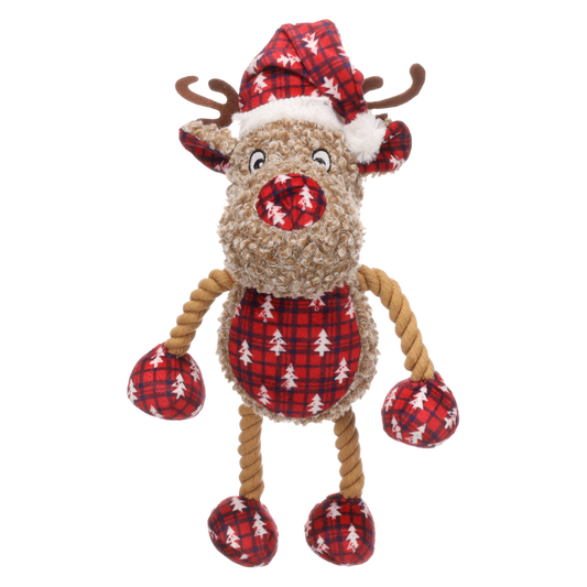 Kerst Speelgoed lange poten Krola Rendier & Touw Bruin