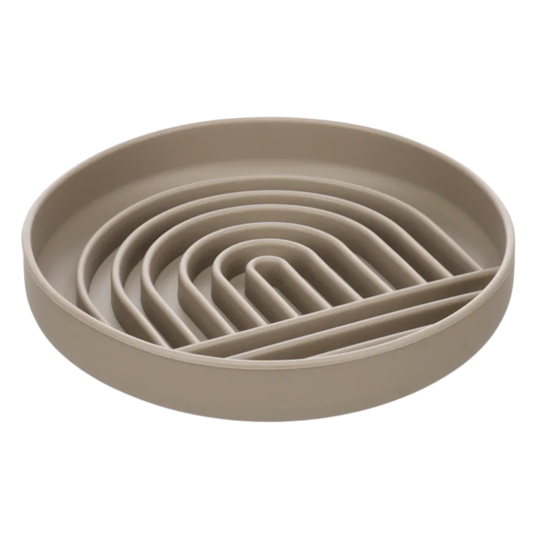 Eetpot Slow feeder Rainy Rond Taupe