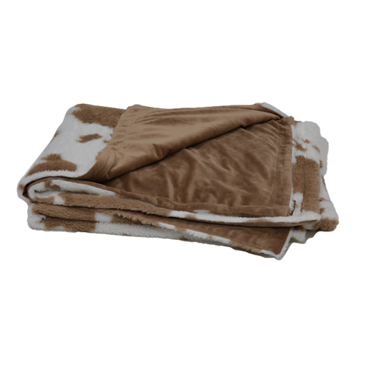 AB Classic Cow Plush deken wit-bruin