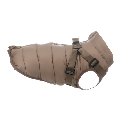 Winterjas hond Heros Taupe met ingebouwd tuigje
