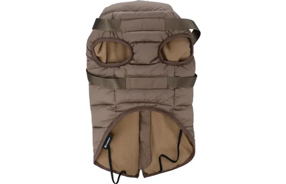 Winterjas hond Heros Taupe met ingebouwd tuigje