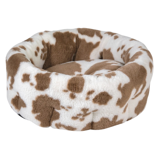 AB COW PLUSH Hoge Mand Wit/Mokka-M 80x80x28cm