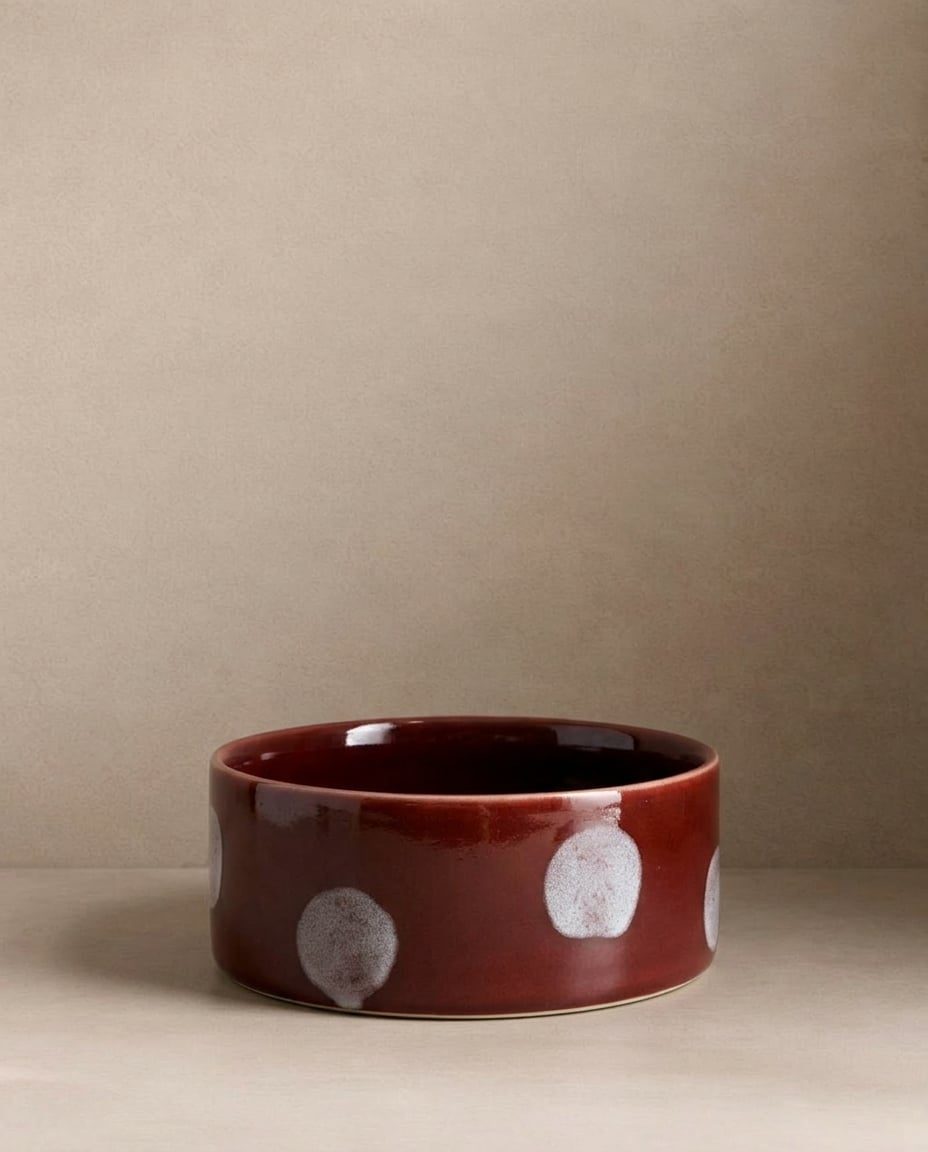 Handgemaakt eet- of drinkbakje - Pop Dots Bordeaux